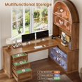 thumbnail image 4 of 67" L Shaped Computer Desk with Tall Arched Bookshelf and 3 Storage Drawers, 4 of 7