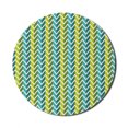thumbnail image 1 of Abstract Mouse Pad for Computers, Pattern of Wavy Motifs with Herringbone Design and Zigzag Shapes, Round Non-Slip Thick Rubber Modern Mousepad, 8" Round, Fern Green and Yellow Green, by Ambesonne, 1 of 2