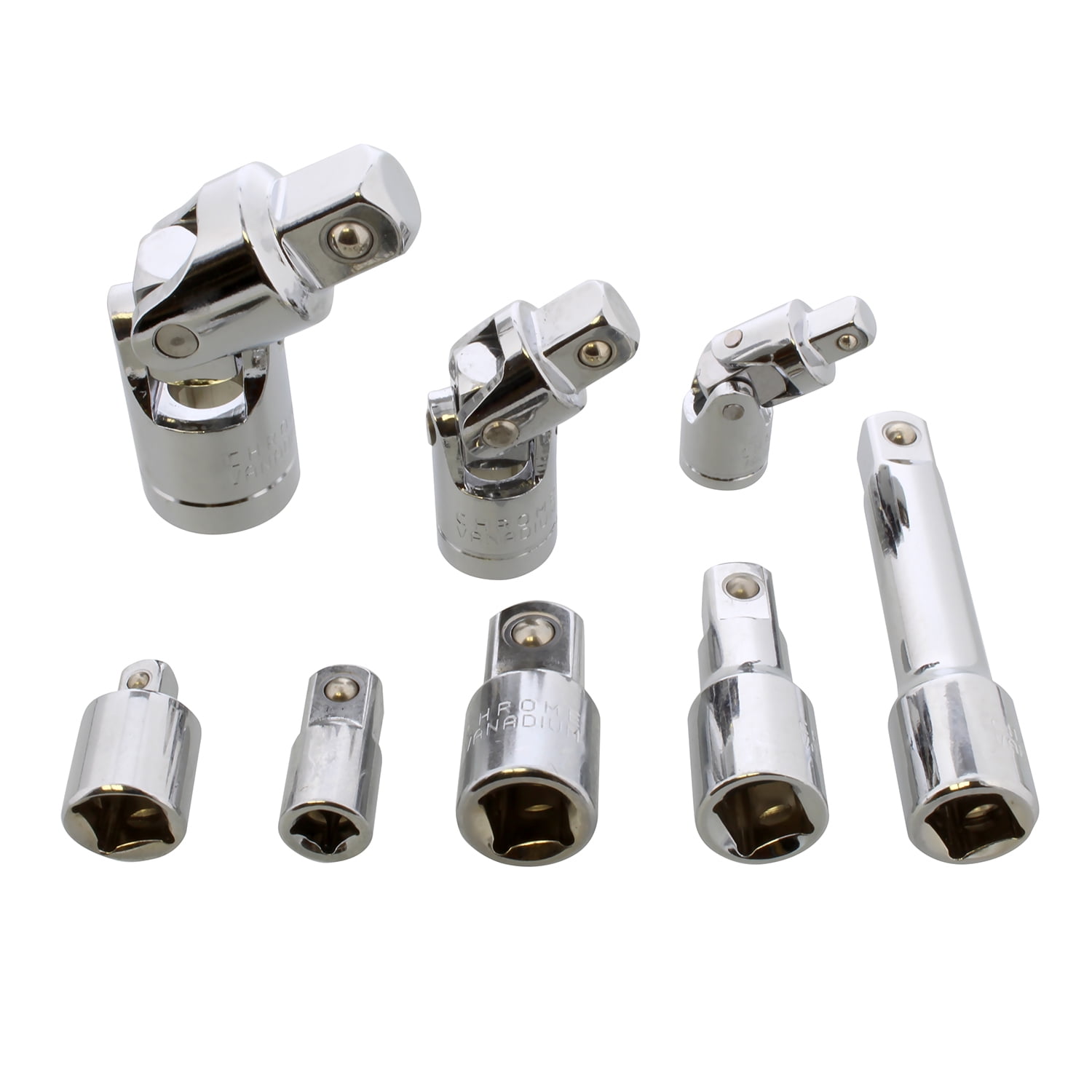 ABN Socket Accessory Set with Socket Adapter Socket Extension 10-Piece Mechanics Tool Set Universal Joint Socket