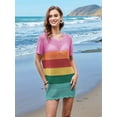 thumbnail image 3 of Swimsuit Cover Up for Women 2025 Crochet Bathing Suit Swimwear Mesh Knit Beach Dress Summer Clothes Rainbow Color L, 3 of 8