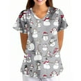 thumbnail image 6 of Garbnen Christmas Scrubs Top for Women V Neck Short Sleeve Women's Tops Xmas Printed Nurse Working Uniforms with Pockets S-5XL, 6 of 6