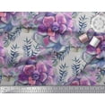 thumbnail image 2 of Soimoi Gray Velvet Fabric Leaves & Begonia Floral Printed Fabric 1 Yard 60 Inch Wide, 2 of 3