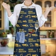 thumbnail image 6 of Construction Vehicles Text Dark Blue Apron-Garden Aprons for Women with Pockets-Cotton Linen Waterproof Kitchen Cooking Gardening Aprons Adjustable for Kitchen,Cooking,BBQ and Salon 33x27 Inch, 6 of 7
