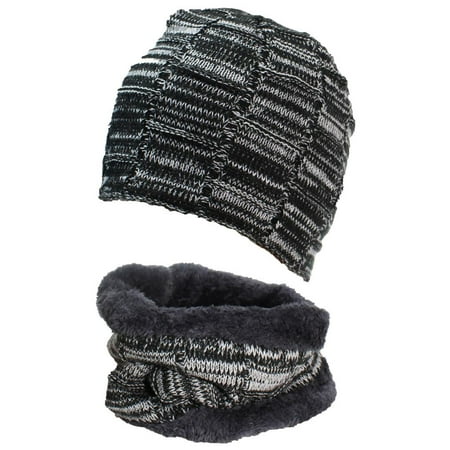 Best Winter Hats Adult Variegated Beanie & Neck Warmer Set W/Faux Fur Liner - (Best Winter Warmer Meals)