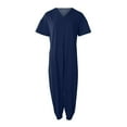 thumbnail image 4 of Kagetolytai Jumpsuit for Women Plus Size Plus Size Womens Casual V Neck Short Sleeve Zipper Overalls with Pockets Wide Long Jumpsuits (S-5XL) Lounge Sets for Women Navy 3X, 4 of 8