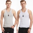 thumbnail image 1 of Chaleco deportivo de algodón blanco liso de mediana edad para hombre, ajustado, elástico, sin mangas, para verano, 1 of 4