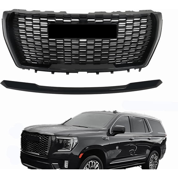 munirater Front Upper Grille Replacement for Yukon Yukon XL 2021 2022 2023 Grille Front Bumper Grille Hood Molding Trim Black Replacement for 84835783