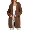 thumbnail image 3 of PNTUTB Fall Winter Women's Longline Knit Cardigan Solid Color Long Sleeve Coat Casual Loose Comfort Stretch Trendy Versatile Coat, 3 of 7