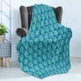 thumbnail image 4 of Vintage Soft Flannel Fleece Blanket, Bicolour Floral Silhouette Pattern with Abstract Design Flowers in Pots, Cozy Plush for Indoor and Outdoor Use, 70" x 90", Seafoam and Sea Blue, by Ambesonne, 4 of 5