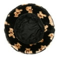 thumbnail image 4 of Women's Faux Fur Bucket Hats Puffy Fleece Winter Warm Wide Brims Fisherman Cap Cute Bear Print Sherpa Crochet Bucket Hat, 4 of 6