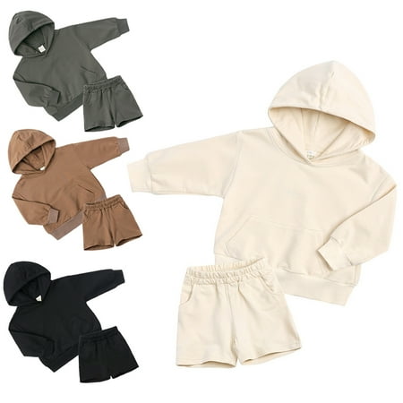 

KYAIGUO 2PCS Kids Winter Sweatshirt Shorts Set for Girls Boys Baby Toddler Long Sleeve Crewneck Loose Sweatshirt and Athletic Shorts Casual Tracksuits Outfits for 1-14T