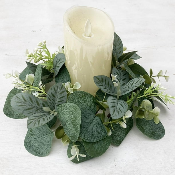 Artificial Eucalyptus Leaves Candles Wreaths Candle Wreath Table ...