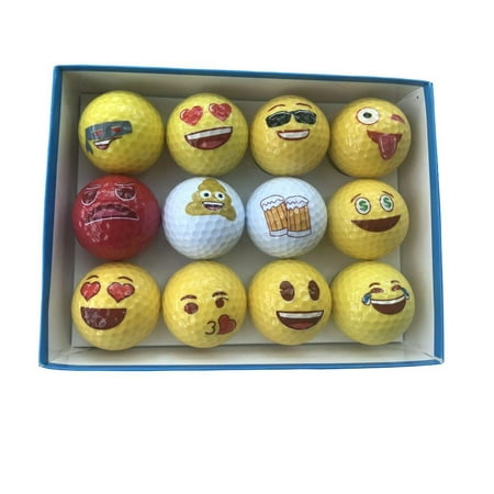 Elegantoss 12 pack Emoji Golf Balls Set, Unique Play & Practice Golf Balls, Novelty Fun Gifts for All