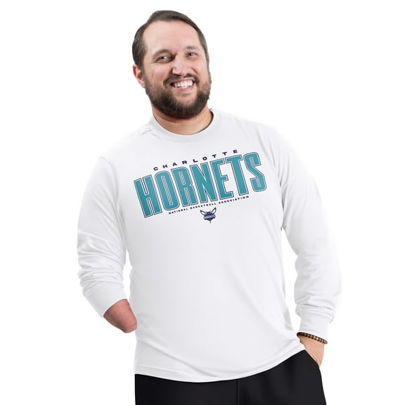 Men's G-III Sports by Carl Banks White Charlotte Hornets Adaptive Printed Mesh Effect Long Sleeve T-Shirt