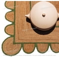 thumbnail image 2 of Hand woven scalloped jute Green border with natural jute rugs,Scalloped Jute Rug,Scalloped Edge Rug,Scallop Jute Blue Hand Made Rug, 2 of 5
