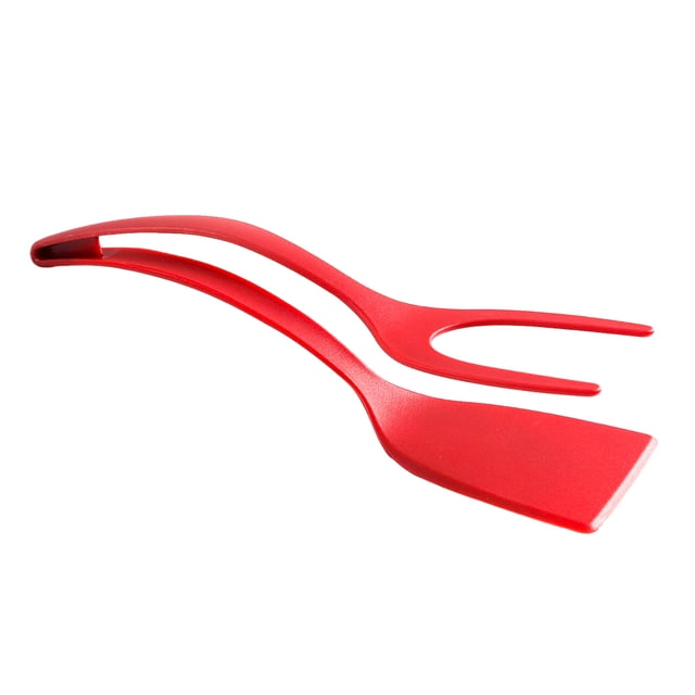 kurtrusly Compagnon de Cuisine Polyvalent Spatule Réversible et Pinces Multifonction Grand Application Rouge 1 Ensemble