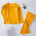 thumbnail image 2 of CYRBOKO Girls Thermal Sets, Elastic Waist Cotton Soft Long Sleeve Underwear Sets Yellow Size 10-12 T, 2 of 5