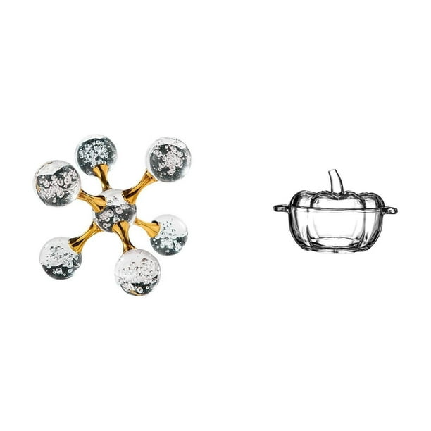 Figura decorativa de cristal con forma de esfera para dulces, tarro de caramelos con tapa, adorno transparente, ideal para regalar o decorar la mesa d