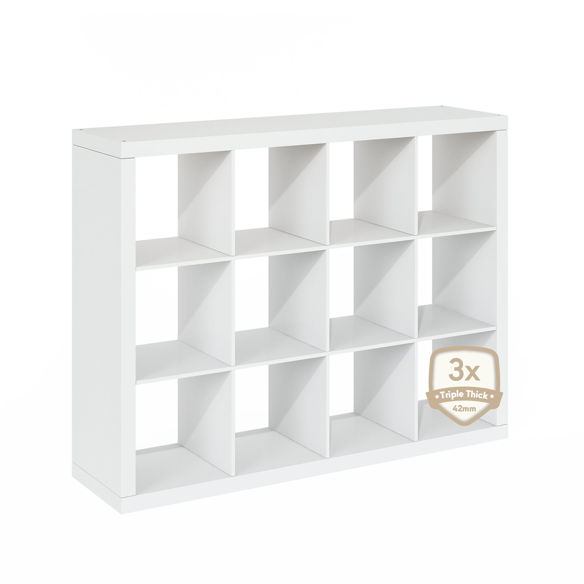 Furinno Cubicle Extra Thick Frame Decorative Cube Storage Organizer, 12-Cube, White