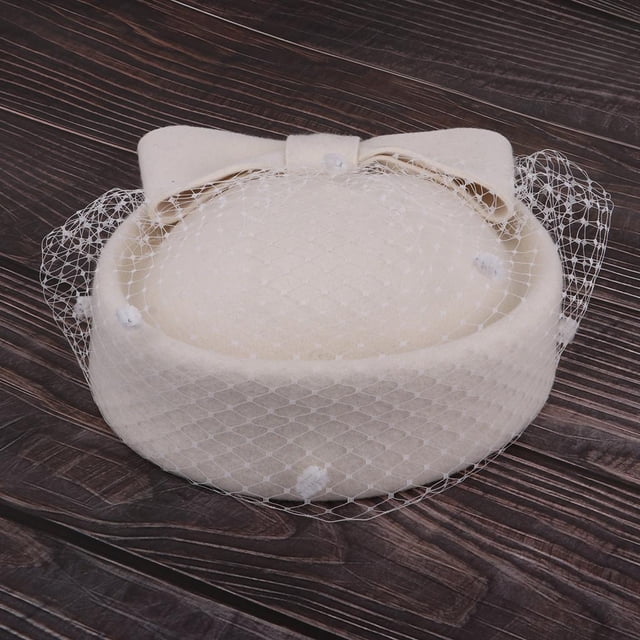 Sombrero fascinador Yinane de Fieltro de Lana Vintage para Mujer blanco