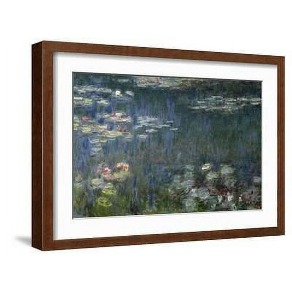 Waterlilies Green Reflections, 191418 Left Section, Botanical Framed Art Print Wall Art by Claude Monet Sold by Art.Com