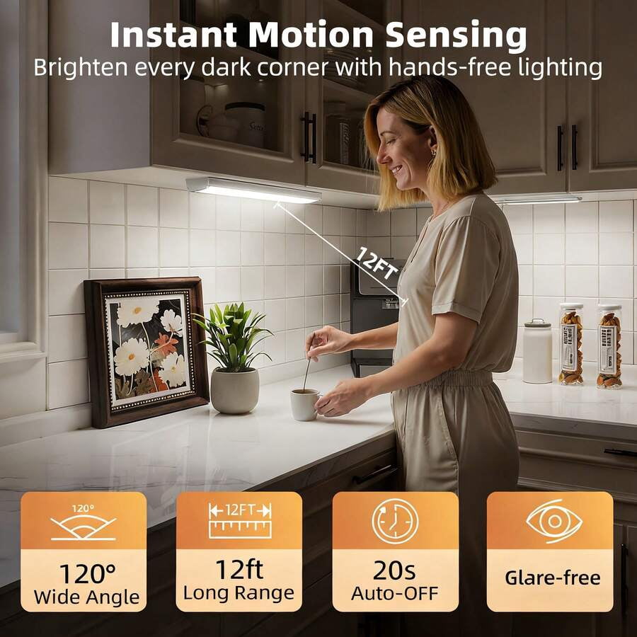 6pcs Intelligent LED Motion Sensing Cabinet Light, USB Rechargeable Wireless Cabinet Lighting, 5V Portable Magnetic Night Light, Indoor Wardrobe Light, Motion Activated For Corridor, Kitchen,