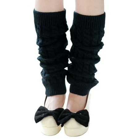 

Adult Fashionable Knitted Long Socks Long Boot Twist Pattern Knee Socks for Christmas Birthday Gift Black