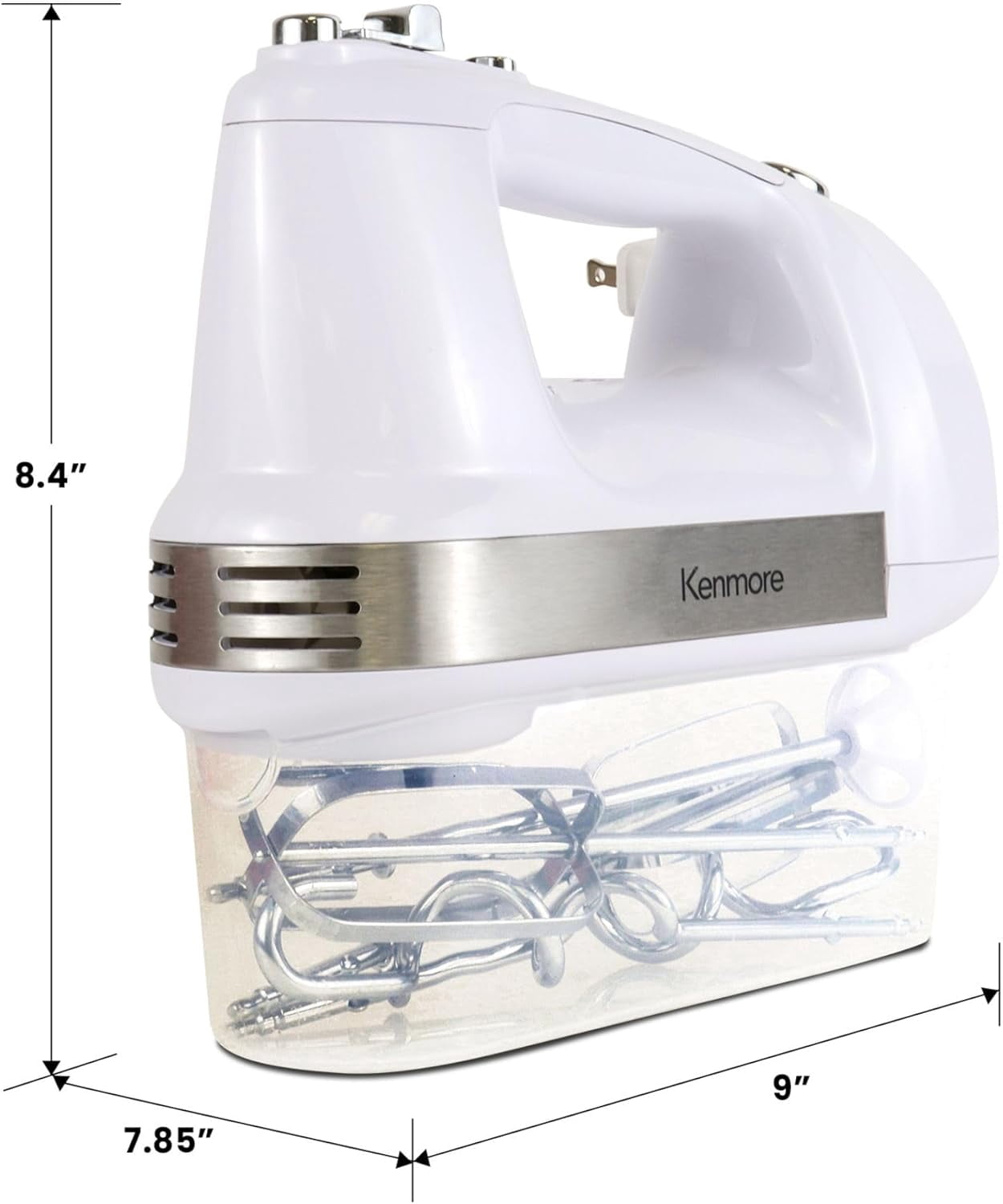 89109 5-Speed Hand Mixer in White with Burst Control and Cord Retraction