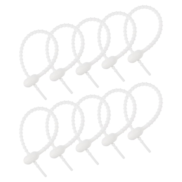 Reutilizables Cremallera Bridas, 7 Pulgadas Silicona Bridas Bolsa Clips, Multiuso Silicona Bridas, Cable Bridas, Pan Brida, Doméstico Retorcidas Bridas(Blanco Paquete de 20)
