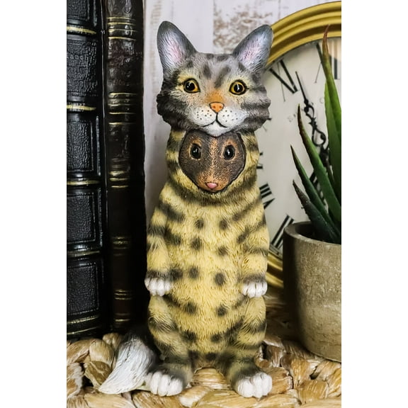 Ebros Dupers Collection Mouse Rat Disguising As A Tabby Cat Statue 5.25" Tall