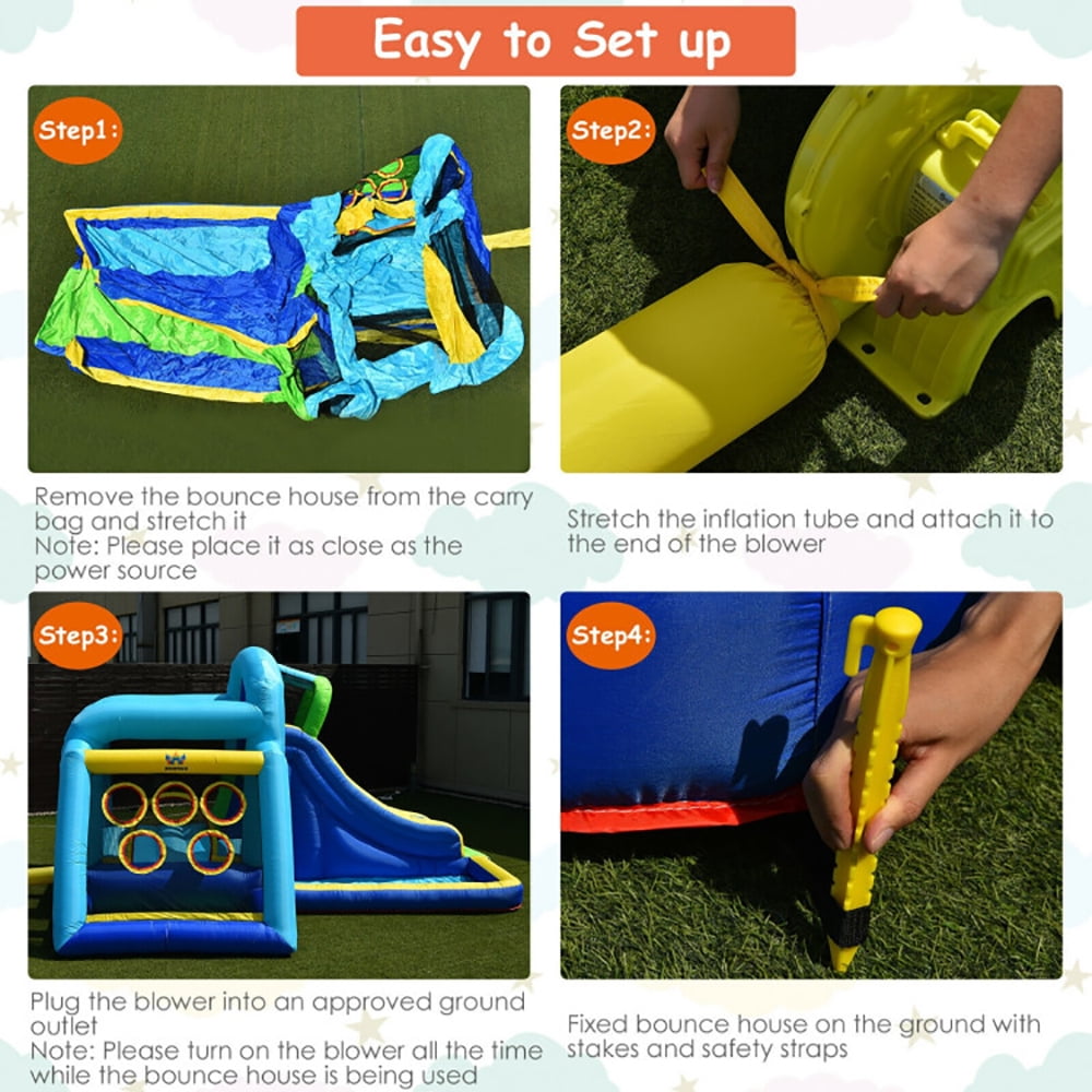 Aimee Lii 5-in-1 Kids Inflatable Climbing Bounce House without Blower, Playhouse for Kids Outdoor
