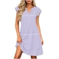 thumbnail image 4 of Levmjia Women's Gingham Dress Summer Sleeveless V Neck Casual Shift Dress with Pockets Cute A Line above Knee Length Dress for Women Daily Vacation Beach Sundress, 4 of 6