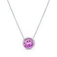 thumbnail image 2 of 18k White Gold 1 Ct Pink Sapphire Bezel Round Plated Pendant Necklace by Paris Jewelry, 2 of 4