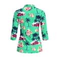 thumbnail image 3 of Uorisanigo Flowering Palm Tree Women Long Sleeve Golf Polo Shirts Casual Comfortable Quick Dry Athletic Polo Shirts Breathable Tennis Tops Quarter Zip Womens Outing Wear Size M, 3 of 7