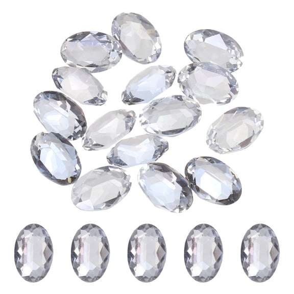 Uxcell 15Pcs Oval Pointed Back Rhinestone, 8 x 12 mm Oval Faceted Glass Rhinestone Gems Pointed Back Faceted Glass Beads for Jewelry Making DIY Crafts Shoes Crystal, Starry Blue