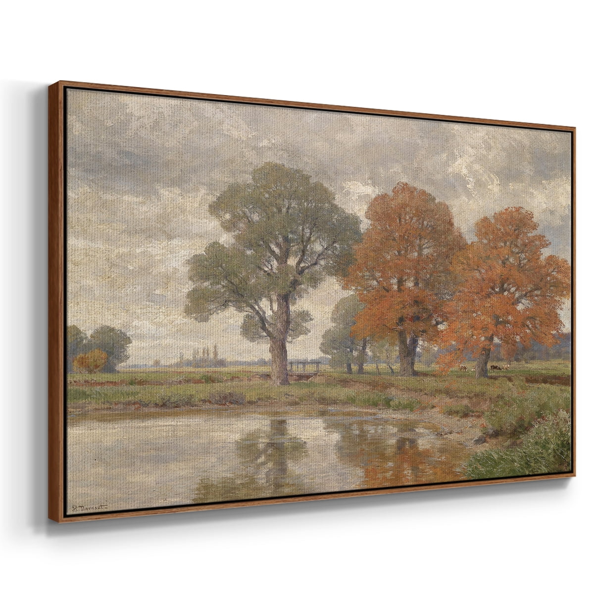 Vintage Landscape-CCCLIV By Wexford Home Framed in Walnut Wood Gallery Wrapped Canvas 17 in. x 25 in.