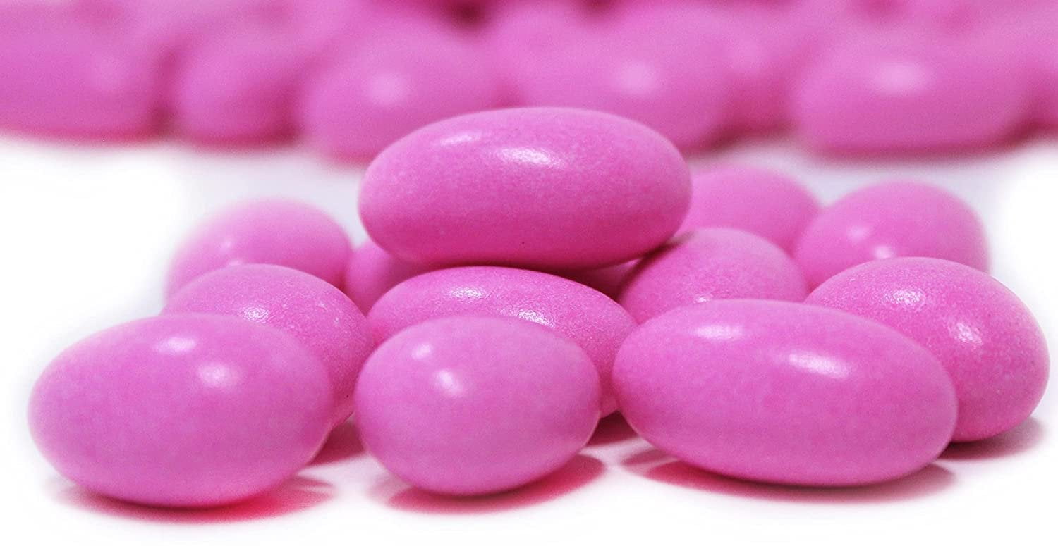 Pink Jordan Almonds by Its Delish, 3.5 lbs Jumbo Container  Bulk Candied Almond Nut with Sweet Hard Candy Coating - Mothers Day, Weddings Bridal Showers, Baby Girl Theme Party Favors - Vegan & Kosher