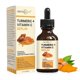 thumbnail image 1 of Suero de cúrcuma para rostro + suero de vitamina C iluminador – Hidratante orgánico para acné, manchas oscuras y piel clara – Aumenta la hidratación para piel seca y cansada – Fórmula antienvejecimien, 1 of 9