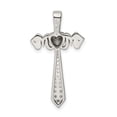 thumbnail image 4 of Silver and Rose Gold Cross Pendant Necklace for Men and Women with White CZ Stones Heart Detail Polished Religious Charm Jewelry with Lustrous Finish, 4 of 6