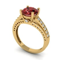 2.21ct round cut red natural garnet 14k yellow gold Bridal Wedding Engagement Promise Anniversary Ring for Women size 4.25