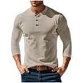 thumbnail image 3 of LWITHSZG Henley Shirts for Men Trendy Ribbed&nbsp;Knit Long Sleeve Blouses Fall Winter Solid Basic Tees Dressy Casual Button Going Out Tops Size S, 3 of 9