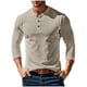 thumbnail image 2 of pstuiky manga larga de hombre, Camiseta de pana con botones, cuello redondo y manga larga de color liso para hombre top de hombre xxl, 2 of 8