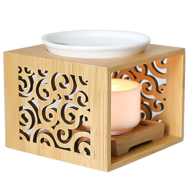 Lámpara de fragancia hueca de bambú de madera, quemador de aceite, candelabro, decoración elegante y atractiva para el hogar y la oficina