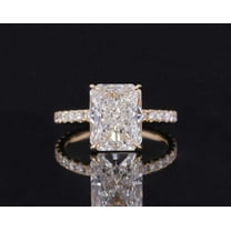 solitaire jewels 3.5CT Radiant Moissanite Hidden Halo Engagement Ring For Women, 14K Yellow Gold