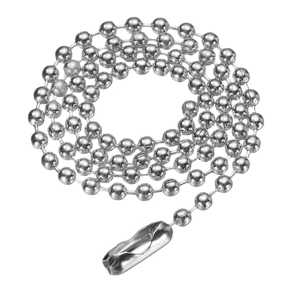 Uxcell Stainless Steel Ball Chain 2.4mm 9.8" Length Round Bead Necklace Dog Tag Pull Chains with Connectors Clasps for Men Women Jewelry Making Bracelets Keychain, Silver