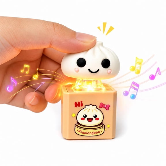 Cute Dumpling Keychain Toy, Fidget Clicker with Real Sound and LED Light Interactive Desk Stress Relief Toy Gifts for Adults Funny Gifts Pack