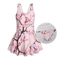 thumbnail image 5 of Xixirimido Pink Butterfly and Cherry Blossom Print Girls Swimsuit One Piece UPF 50+ Skirted Bathing Suit Modest Beach Swim Dress with Built-in Shorts for Kids, 3-4 Years, 5 of 7
