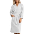 thumbnail image 5 of Shrysg Women's Kimono Robes Solid Loose Long Sleeve Ladies V Neck Loungewear Bathrobe with Pockets White, 5 of 8