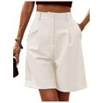 thumbnail image 2 of Women's Elegant Dressy Shorts Pleated Wide Leg High Waisted Shorts, 2 of 3