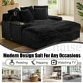 thumbnail image 2 of 63" x 65" Oversized Chaise Lounge Chair, Corduroy Upholstered Sleeper Sofa with Wireless Charging and 2 Cup Holders, Sleeper Couch for Living Room, Bedroom, Home Theater, 2 of 6